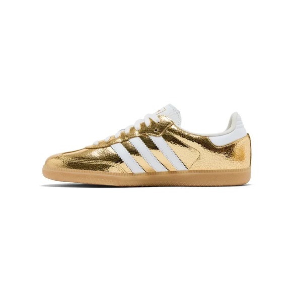Adidas Samba OG Women's Size 7.5 Cracked Leather Gold Sneakers KI5719 NEW - Picture 2 of 7